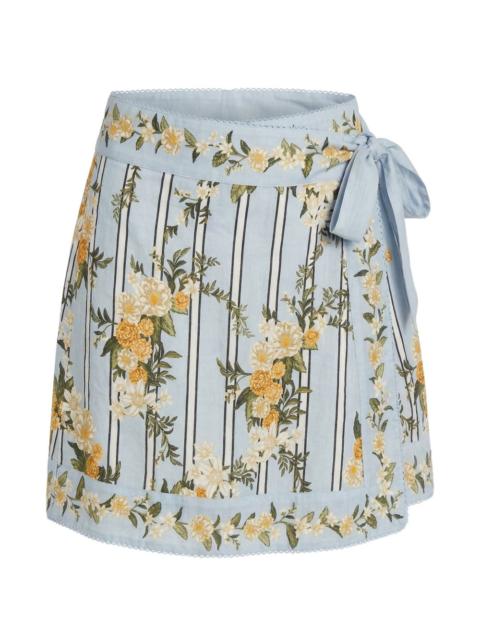 Agua by Agua Bendita floral-embroidered striped skirt