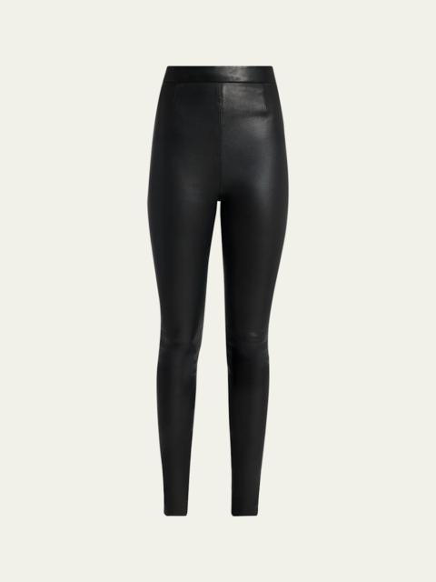 Balmain Zipped Leather Leggings