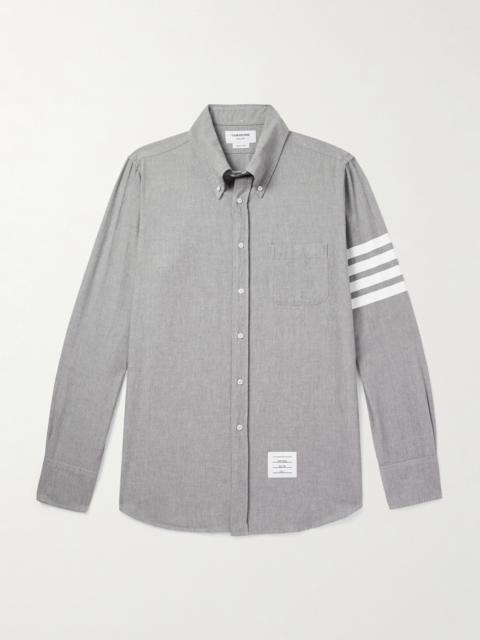 Thom Browne Button-Down Collar Striped Cotton-Chambray Shirt