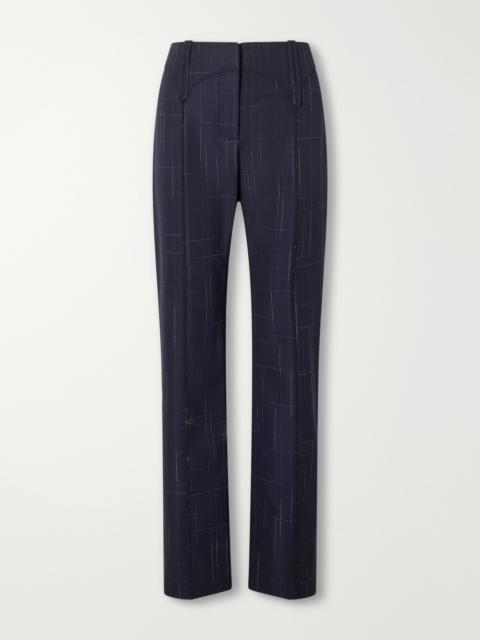 TORY BURCH Checked Wool-blend Straight-leg Pants