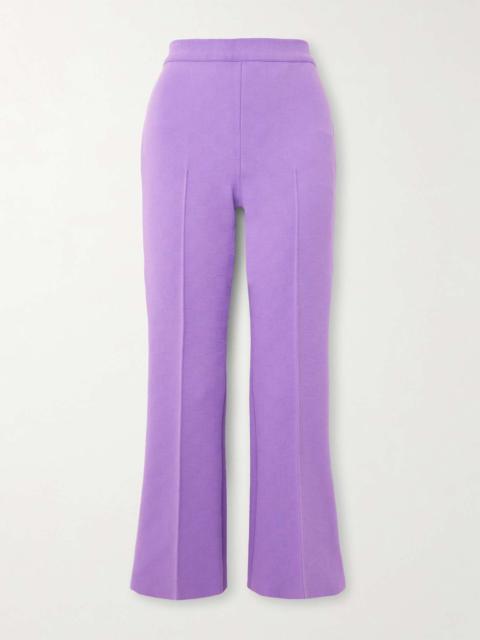 NSFW Crop Kick checked stretch-jacquard knit flared pants