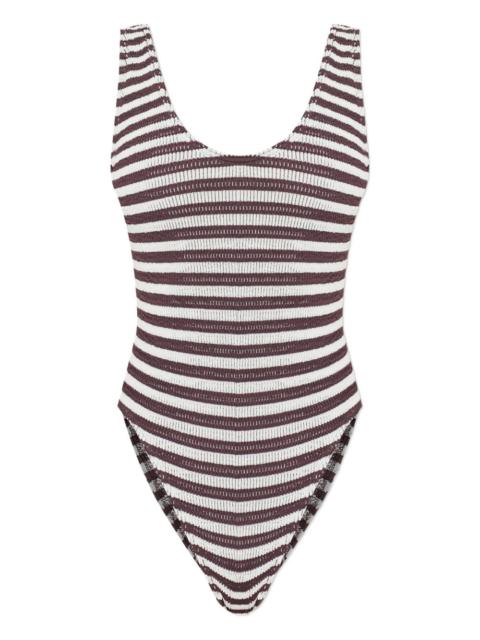 bond-eye striped swimsuit