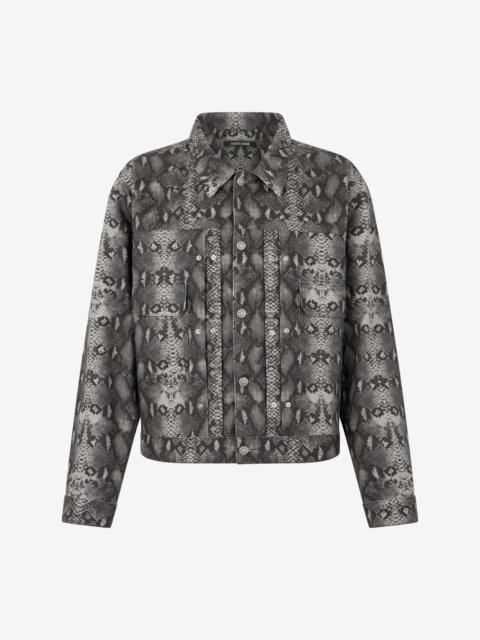 Roberto Cavalli Python Print Denim Jacket