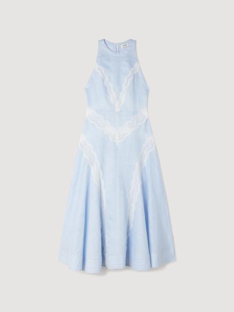 Sandro MAXI DRESS WITH LACE DETAILS