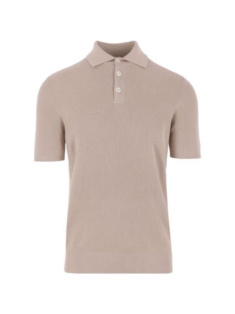 ribbed-knit polo shirt