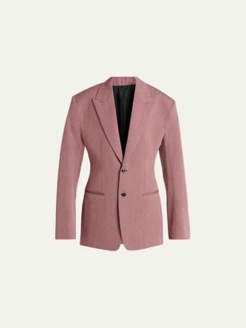 Bottega Veneta Oversized Wool-Linen Single-Breasted Jacket