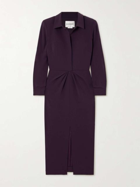 ROLAND MOURET Gathered crepe midi shirt dress