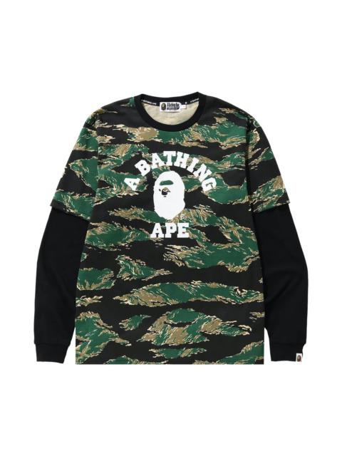 BAPE Tiger Camo College Layered Long-Sleeve Tee 'Green'