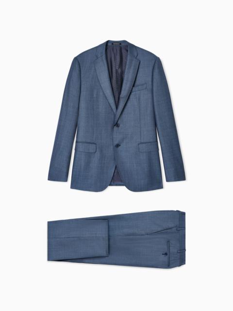 EMPORIO ARMANI SINGLE-BREASTED SUIT IN A SILKY-FINISH GRISAILLE
