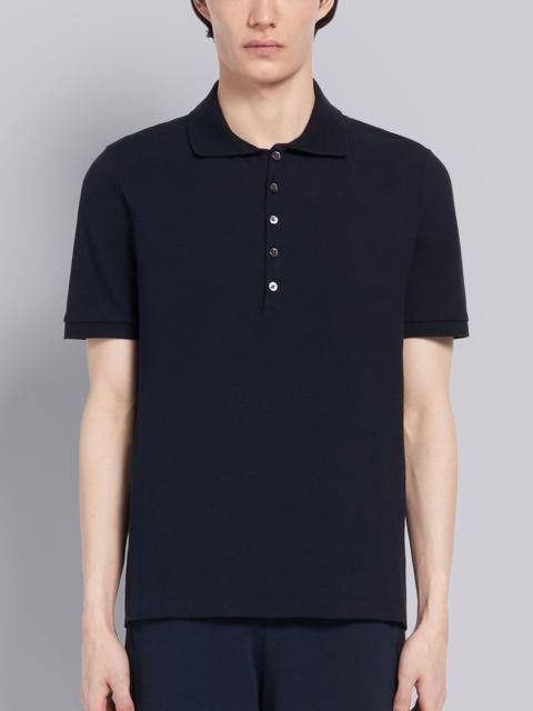 Navy Classic Cotton Pique Side Insert 4-Bar Polo