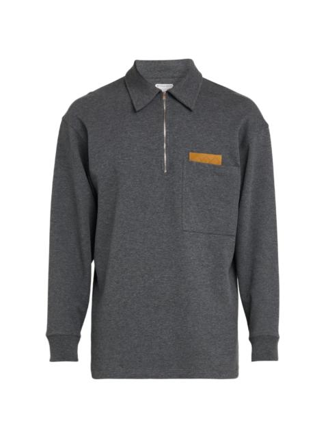 Bottega Veneta Men's Double-Cotton Melange Jersey Overshirt - Dark Grey Melange