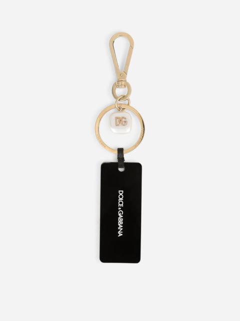 Dolce & Gabbana Metal keychain with tag and branded pearl