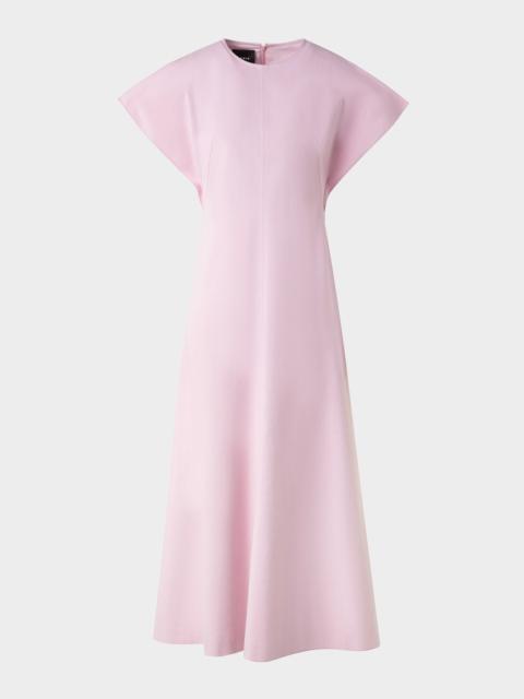 AKRIS Slit-Sleeve Denim Stretch A-Line Midi Dress