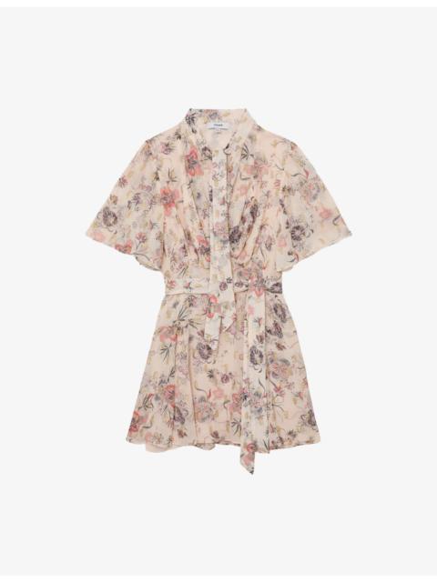 REISS Luna Floral-Print Woven Mini Dress