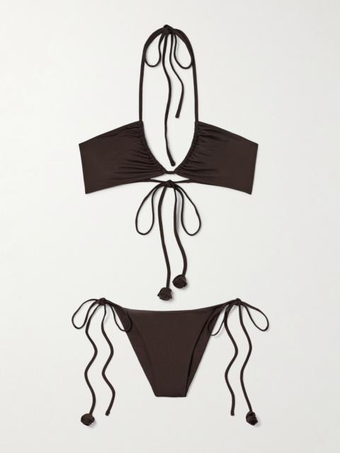 MAYGEL CORONEL Arazo appliquéd triangle bikini Chocolate