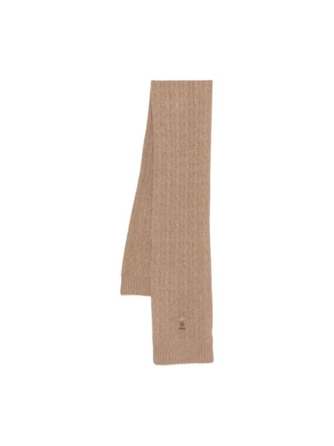 Polo Ralph Lauren cable-knit embroidered scarf