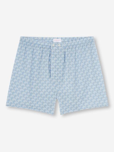 Derek Rose Men's Classic Fit Boxers Ledbury 72 Cotton Batiste Blue