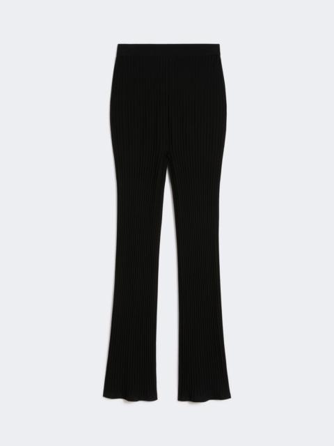 Max Mara BELLO Viscose crêpe yarn rib-knit trousers - BLACK