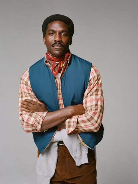 Drake's Blue and Ecru Cotton-Nylon Reversible Down Vest