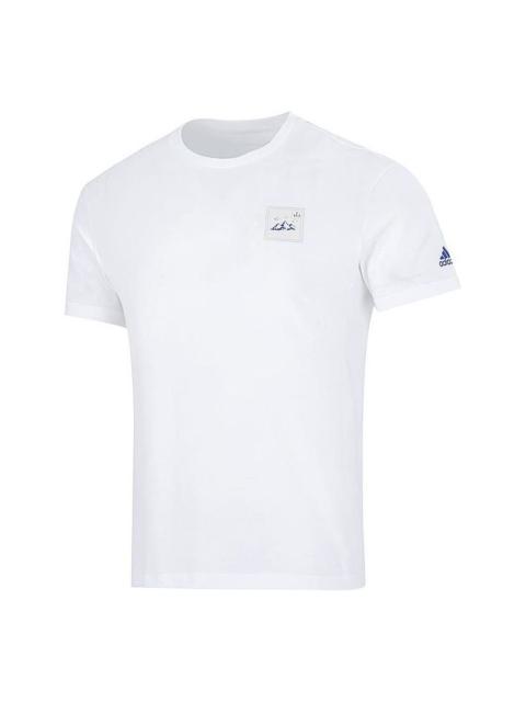 adidas Alphabet Chinese Character Printing Round Neck Sports Short Sleeve White T-Shirt HN2064