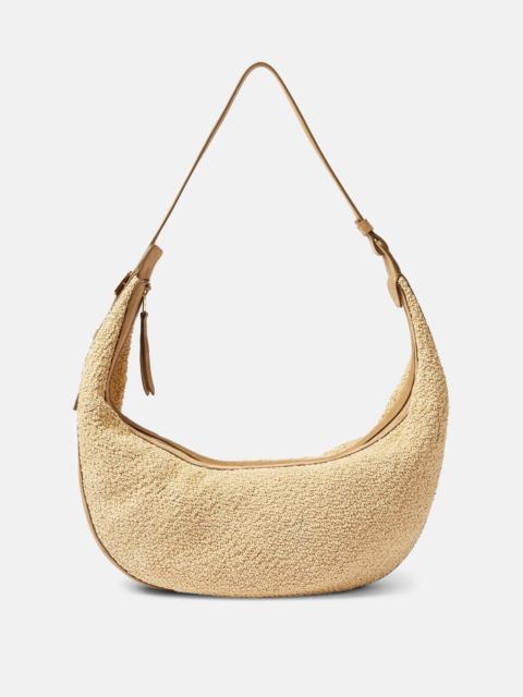 KHAITE Augustina suede-trimmed raffia shoulder bag
