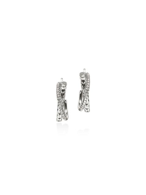 JOHN HARDY JH Essential Pavé Crossover Earring, Sterling Silver, Diamonds, 20.5MM
