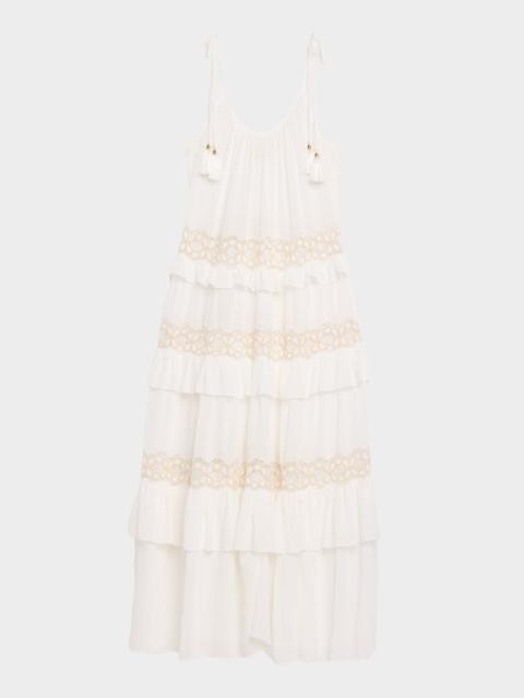 RAMY BROOK Lisbeth Embroidered Tiered Maxi Dress Coverup