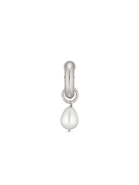 pearl-drop single hoop earring