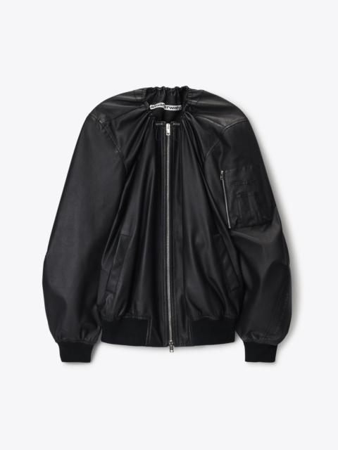 Alexander Wang leather scoop neck bomber jacket