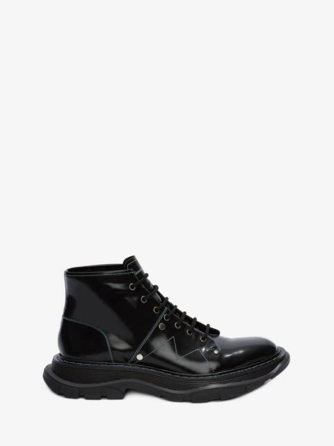 Alexander McQueen Tread Lace Up Boot in Black/blue