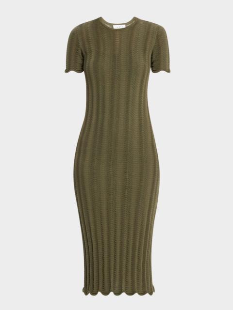 TANYA TAYLOR Leighton Short-Sleeve Knit Midi Dress