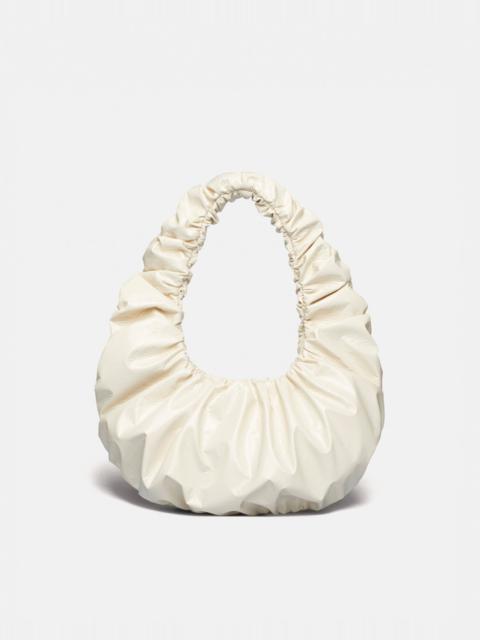 Nanushka ANJA - Ruched patent alt-leather shoulder bag - Cream