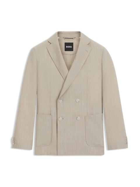 BOSS DOUBLE-BREASTED BLAZER IN MICRO-PATTERNED WOOL