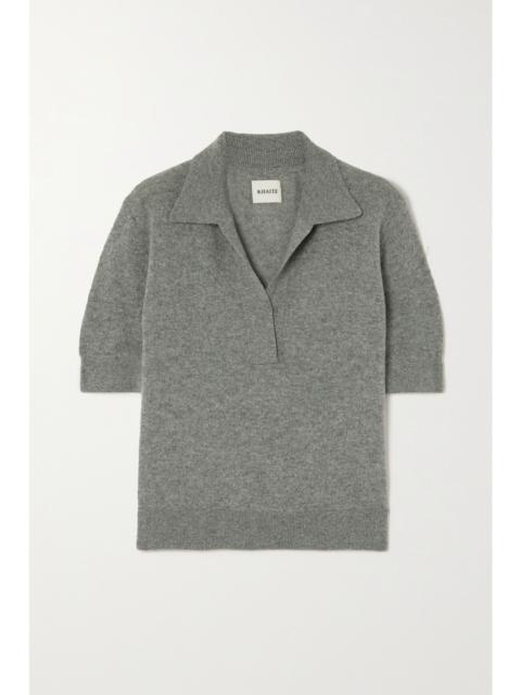 KHAITE Shrunken Jo cashmere-blend polo shirt Gray