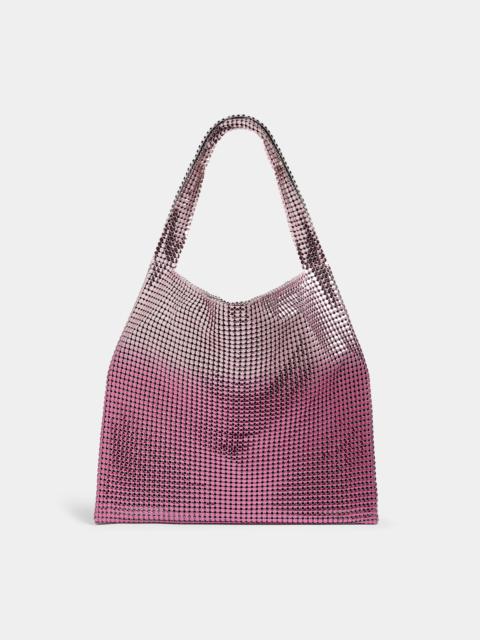 Paco Rabanne PIXEL TOTE BAG IN MESH SILVER AND PINK