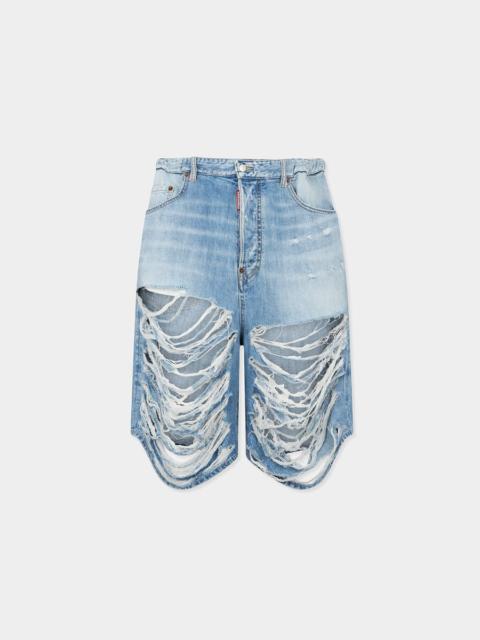 DSQUARED2 LIGHT DESTROYED WASH SURFER SHORTS