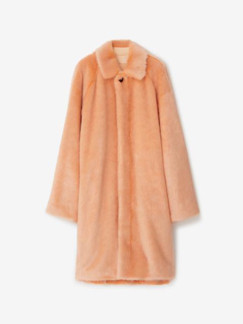 Burberry Long Faux Fur Car Coat