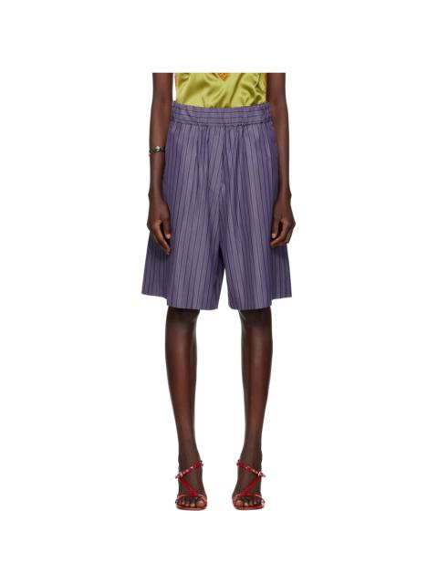 Dries Van Noten Purple Striped Shorts