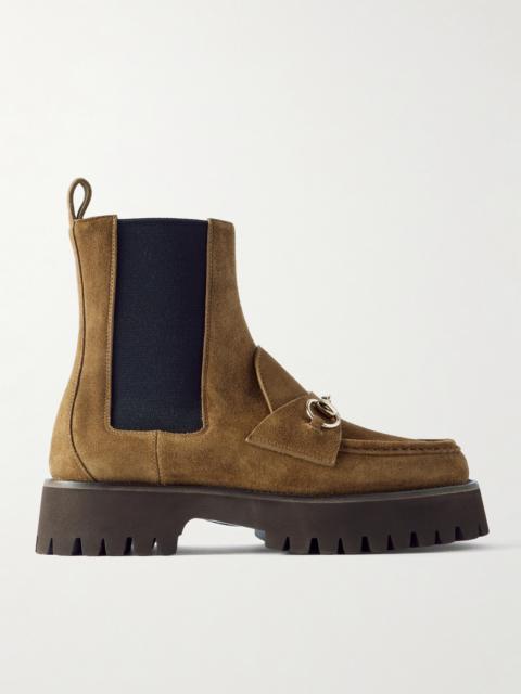 GUCCI Horsebit-detailed Suede Chelsea Boots