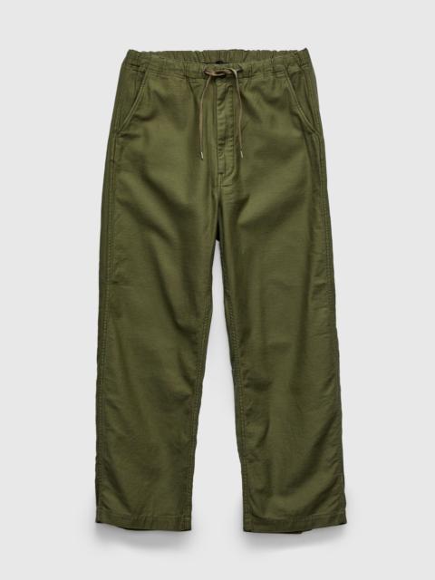 orSlow Wide Fit Reverse Satin New Yorker Pants in Olive
