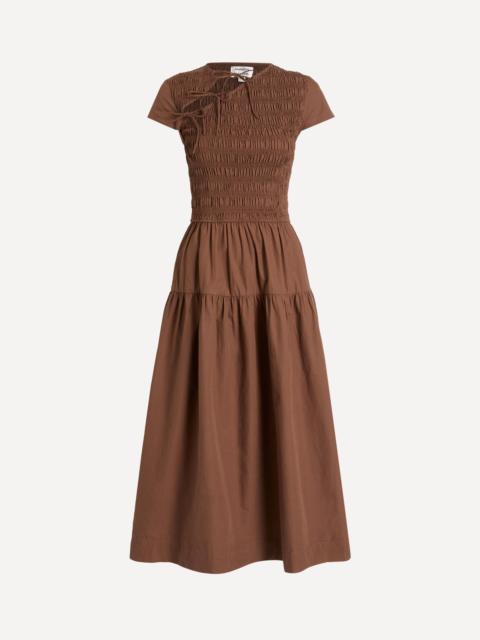 DAMSON MADDER. Ebba Choc Cotton Midi Dress