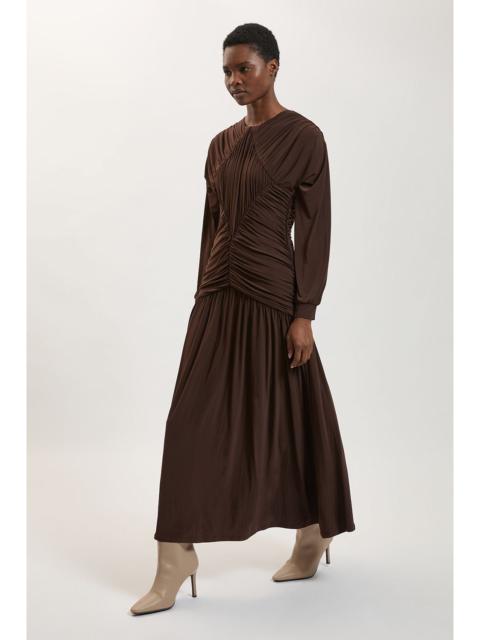 KAREN MILLEN Premium Ruched Long Sleeved Jersey Maxi Dress