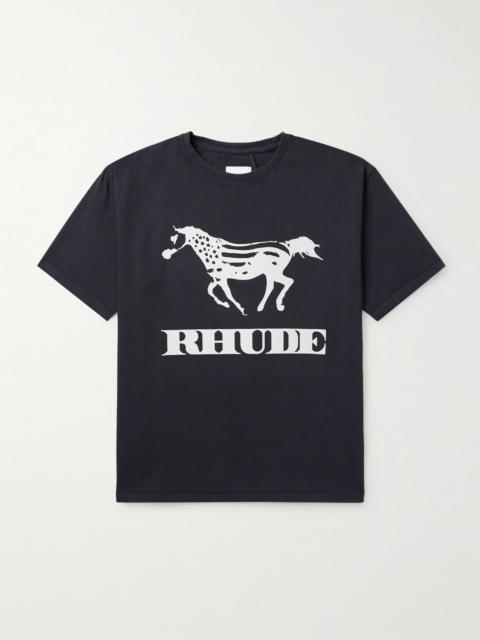 Rhude Dinero Logo-Print Cotton-Jersey T-Shirt Black