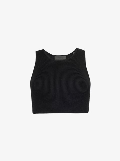 Cropped rib-knitted tank top