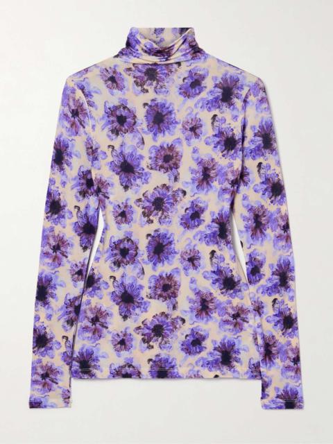 ULLA JOHNSON Aurelia floral-print stretch-jersey turtleneck top