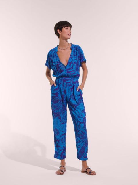 Poupette St Barth Long Jumpsuit Becky - Blue Gauguin