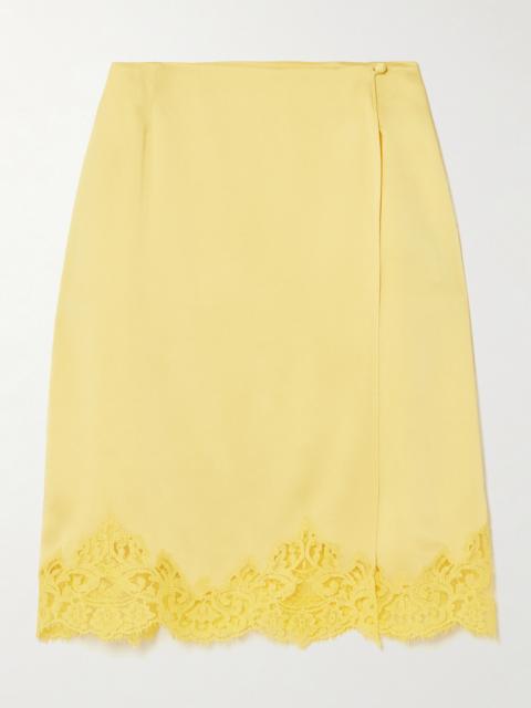 Stella McCartney Iconic Wrap-effect Lace-trimmed Satin Skirt