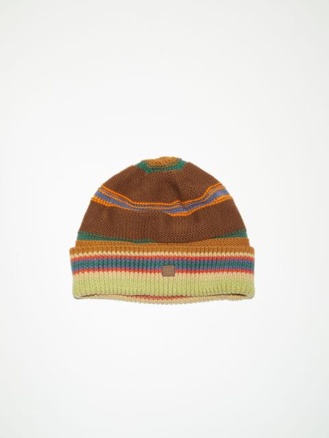 Stripe knit beanie - Cinnamon brown/multi