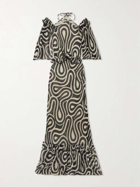 Comber ruffled printed silk-chiffon maxi dress