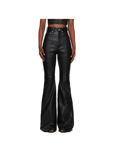 Rick Owens Black Temple Bolan Bootcut Leather Pants